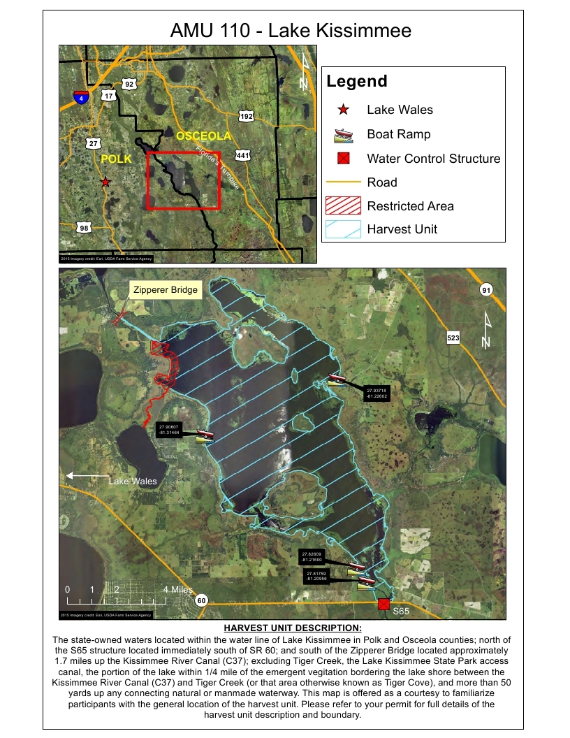 lake kissimmee alligator harvest map